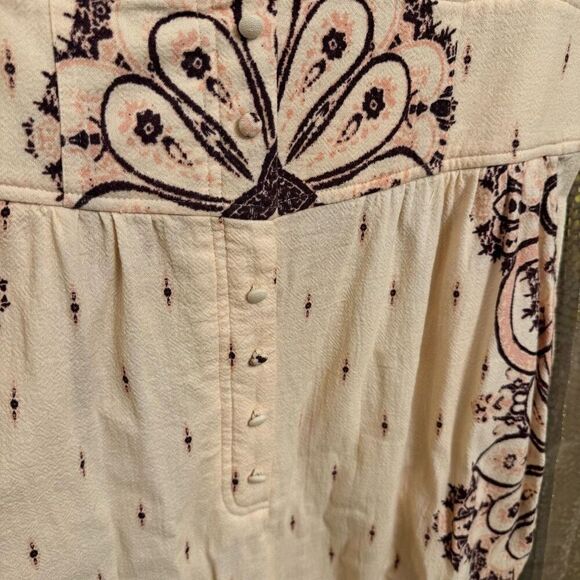 Free People Setting Sun Ivory Pink Purple Paisley Jumpsuit Large - Picture 5 of 12